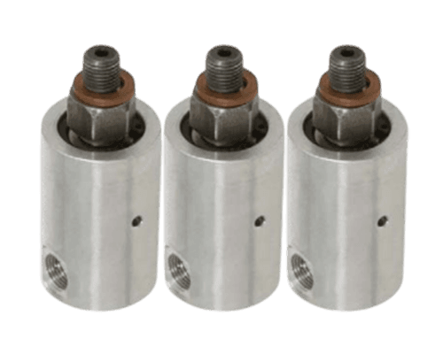 HPP hydraulic rotary union with threaded top connector and blue side ports